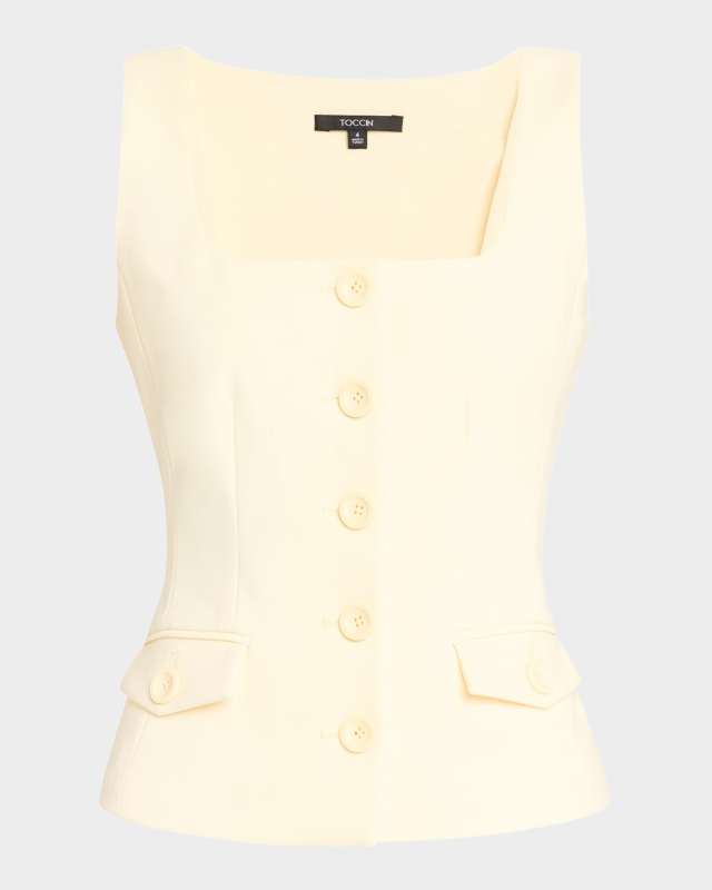 Georgia Scoop-Neck Button-Front Top